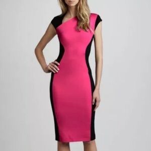French Connection Pink and Black Midi Dress.